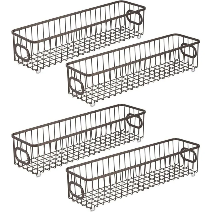 mDesign Küchenkorb Drahtkorb Aufbewahrung Organizer 4er-Set Metall Bronze Griffe – Bild 1
