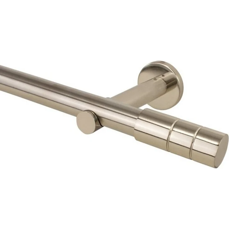 iso-design Gardinenstange 25 mm aus Metall Endstück Jolly Farbe Edelstahl Wandmontage, Ø 25 mm, 1-läufig, Fixmaß, Metall, Rohr aus Edelstahl – Bild 2
