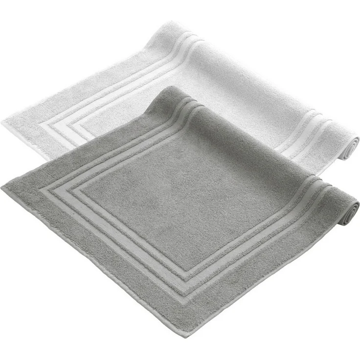 Komfortec Badvorleger Set 2 Teilig, Frottee Duschvorleger, Waschbar Duschmatte & Badteppich, 600 g/m² &100% Baumwolle, Saugfähig & Schnelltrocknend, 50x70 cm, Silber Grau/Weiß – Bild 5