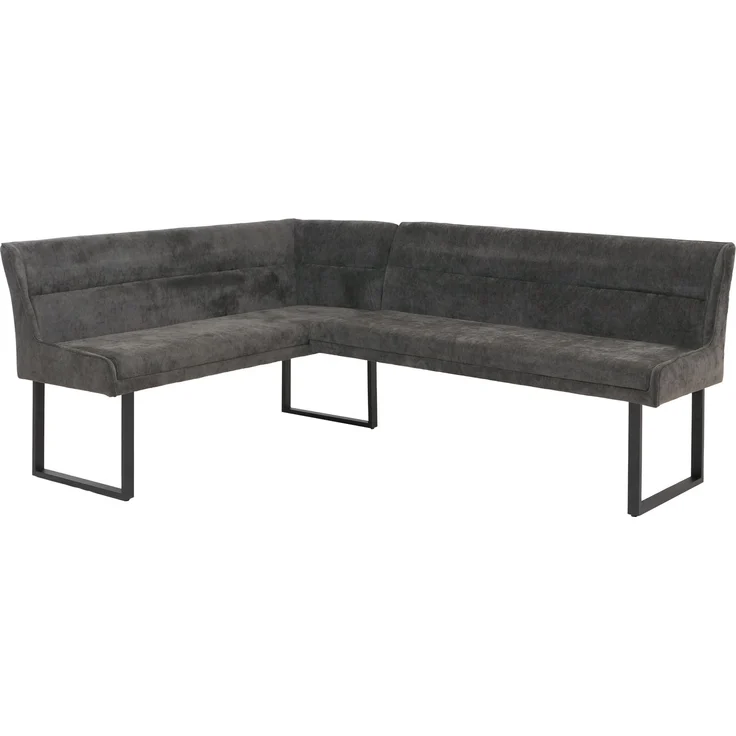 Eckbank HWC-O81, Esszimmerbank Bank, Öko-Tex (310g/m²) Chenille Stoff/Textil Metall 159x210cm ~ dunkelgrau – Bild 9