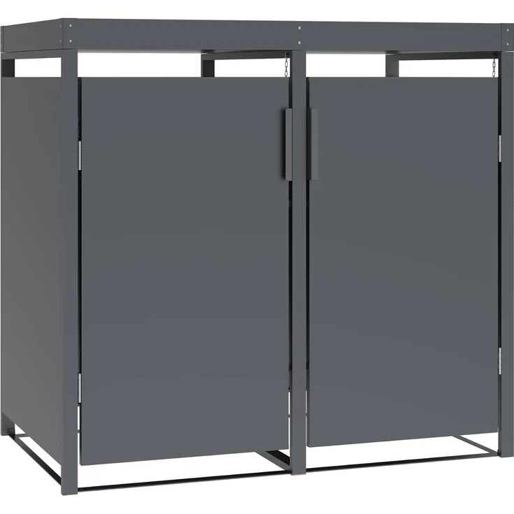 DEGAMO ULM Mülltonnenbox mit Pflanzwanne 2-er, Stahl verzinkt, anthrazit, 132x80x124cm für 2x Tonnen bis 240 Liter – Bild 5