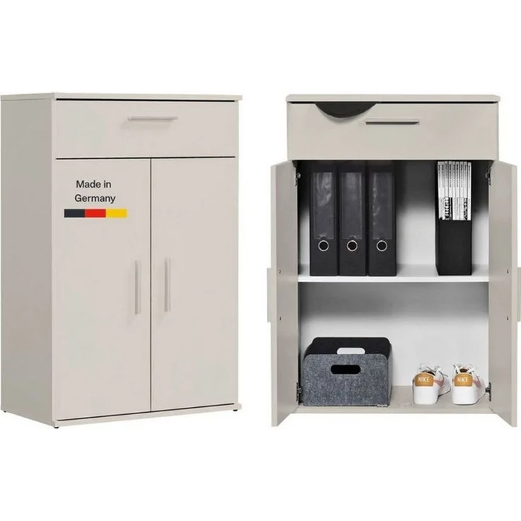 mokebo Mehrzweckschrank Der Praktische Büroschrank mit Schublade (60x90 cm, mit Schublade) Made in Germany, Büroschrank, Apothekerschrank in Beige Kaschmir – Bild 1