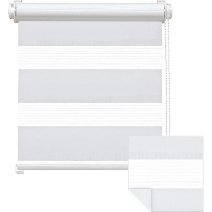 Doppelrollo Zevra Doppelrollo / Duo Rollo, 35 x 160 cm, weiß, Victoria M, halbtransparent, ohne Bohren, freihängend, verschraubt, Feuchtraumgeeignet, Sichtschutz oder Durchsicht – Bild 1