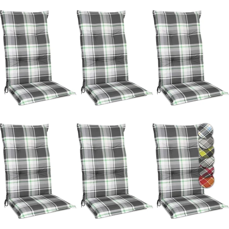 6er Set Beautissu Hochlehner Auflage Sunny 120 x 50 x 6 cm Mintgrün