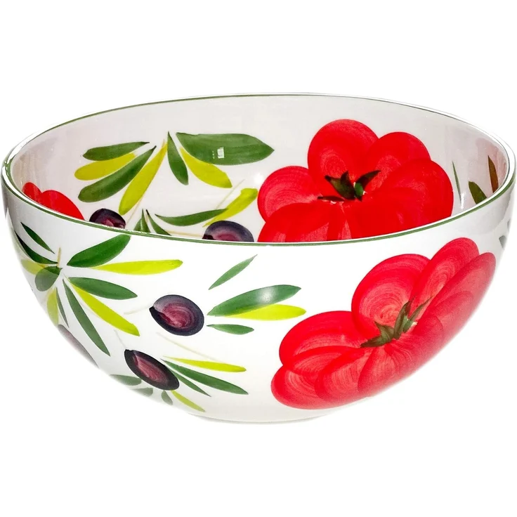 Lashuma Salatschüssel Tomate Olive, Keramik, (1-tlg), Runde Servierschale groß Ø 27 cm handbemalt – Bild 7