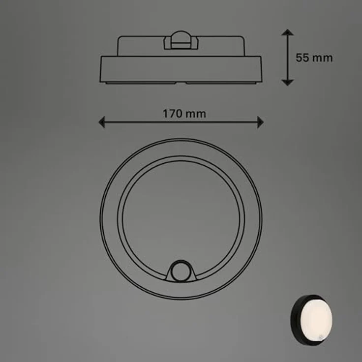 BRILONER – Außenlampe mit Bewegungsmelder, Wandlampe mit Akku, Wandleuchte ohne Stromanschluss, Aussenlampe Wand, Akku Lampe, Warmweiße Lichtfarbe, Outdoor Lampe, 170x55 mm (DxH), Schwarz – Bild 7