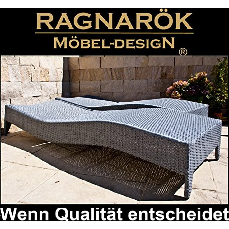 Ragnarök Möbel-Design Gartenliege Sonnenliegen Set, 3-teilig, Kopfteil in 5 Stufen verstellbar, Auflage ca. 16 cm dick – Bild 7