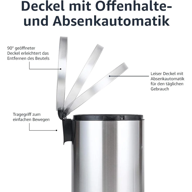 AmazonBasics Runder, sanft schließender Mülleimer, 20 l – Bild 3