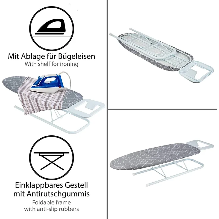 ONVAYA Tischbügelbrett | Mini Bügelbrett | Bügeltisch | Kleines, platzsparendes Bügelbrett | grau – Bild 5