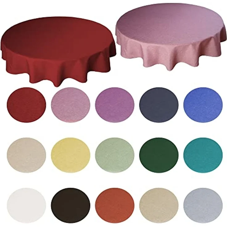 Haus und Deko Tischdecke Tischdecke rund 220 cm Ø beschichtet Leinenoptik wasserabweisend Lotus (1-tlg) – Bild 6