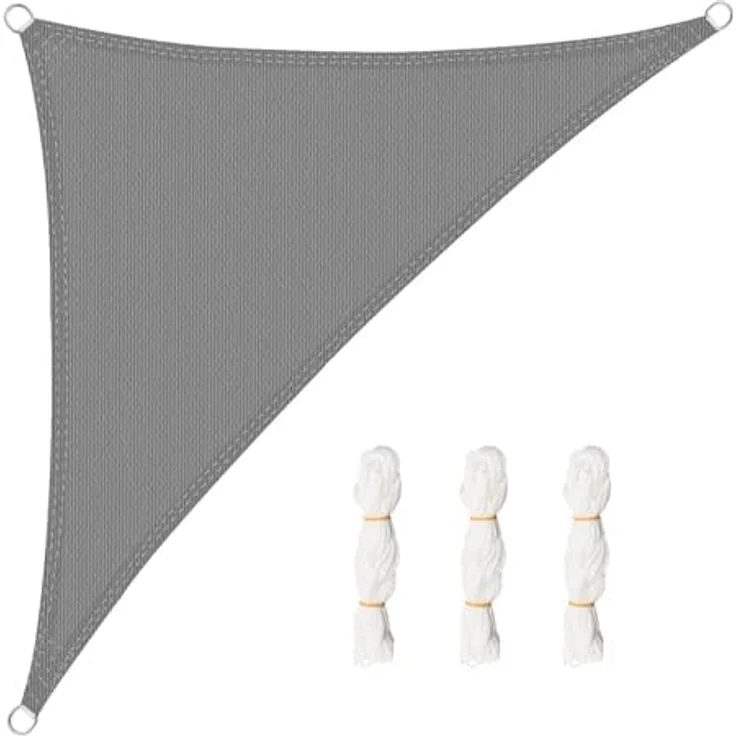 WOLTU Sonnensegel Dreieck 3 x 3 x 4,25 m Grau atmungsaktiv Sonnenschutz HDPE Windschutz mit UV Schutz für Garten Terrasse Camping – Bild 2