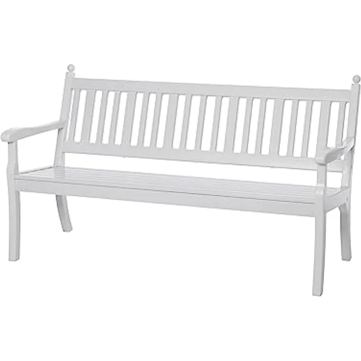 PROREGAL Gartenbank Aruba 3-Sitzer, witterungsbeständig in Weiß, HxBxT 88 x 160 x 69 cm, UV-beständiger Kunststoff, stabile Parkbank mit Rücklehne