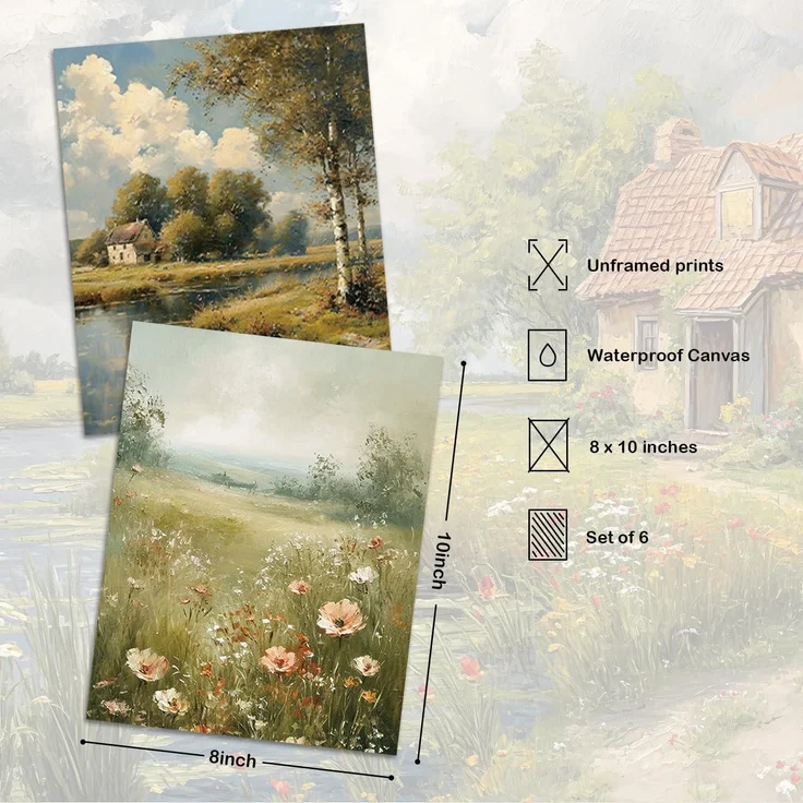 Vintage Französischer Landhausstil Leinwand Bilder Rustikale Botanische Poster – Bild 6