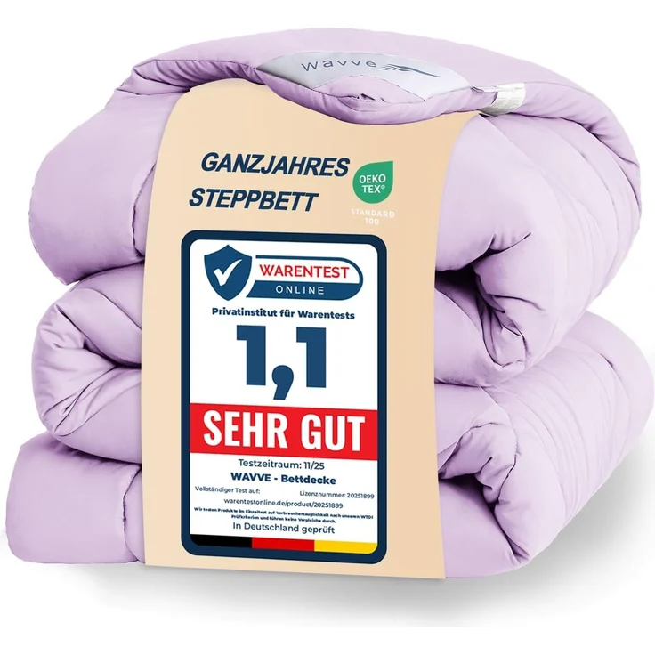 WAVVE Bettdecke 135x200 cm Ganzjahresdecke 4 Jahreszeiten, Steppdecke 300gsm Mikrofaser 135x200 cm, Super Weiche Zudecke Schlafdecke Atmungsaktive 135x200, Lila – Bild 1