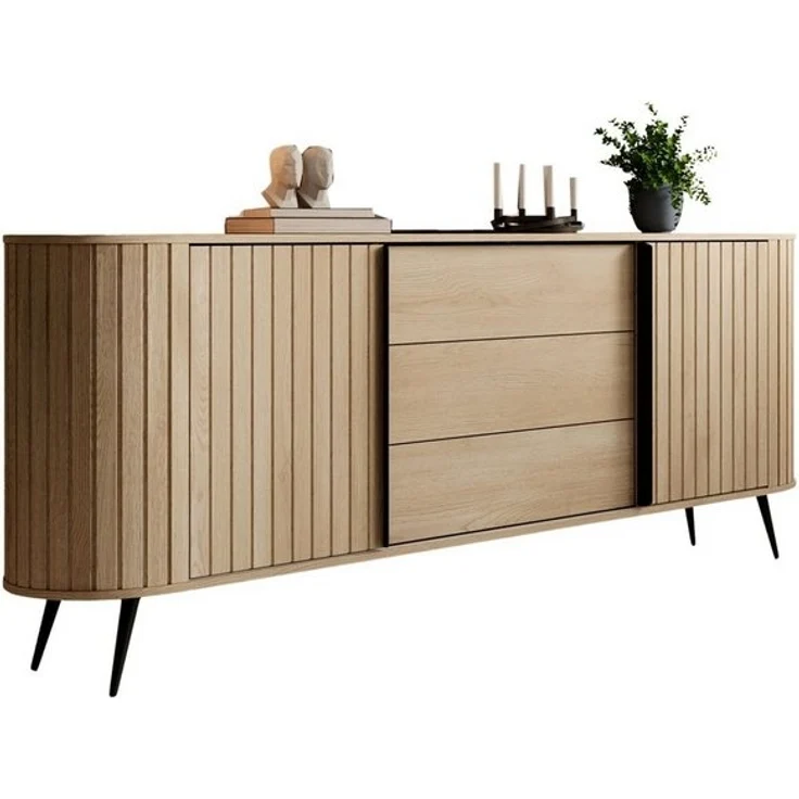 Compleo Kommode 196cm breit, Möbelfarbe – Eiche Cremona, Sideboard mit Schubladen KAMA – Bild 4