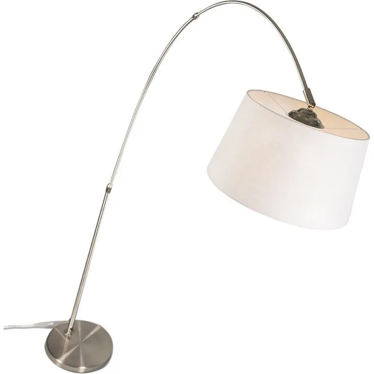 Qazqa Stehlampe Arc, ohne Leuchtmittel, E27, Weiß, Modern, Stahl, 1-flammig