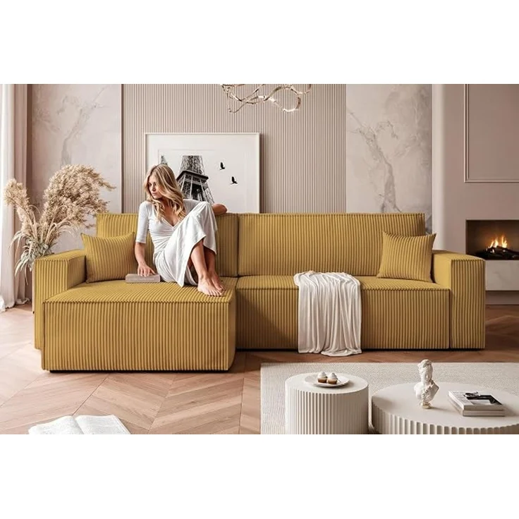 XL-Ecksofa, das eine Schlaffunktion mit einem Stauraumfach kombiniert – Bild 2