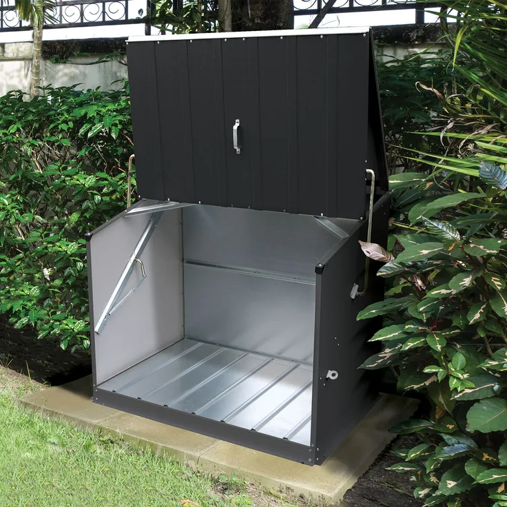 Trimetals Metall Gerätebox, Fahrradbox "Stowaway", Aufbewahrungsbox inkl. Boden, anthrazit, 136 x 89 x 112 cm (L x B x H)
