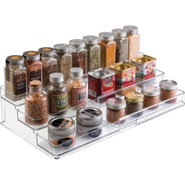 Gewürzregal Gewürzständer Organizer ausziehbar 3 Ebenen mDesign transparent – Bild 6