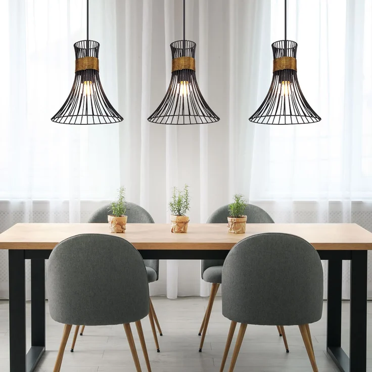 RGB LED Hängeleuchte, Stäbe, schwarz-gold, H 120 cm – Bild 5