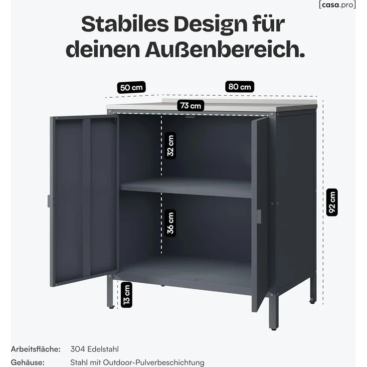 Outdoor Schrank Bolognano 92x80x50 cm Dunkelgrau, matt [casa. pro] – Bild 2