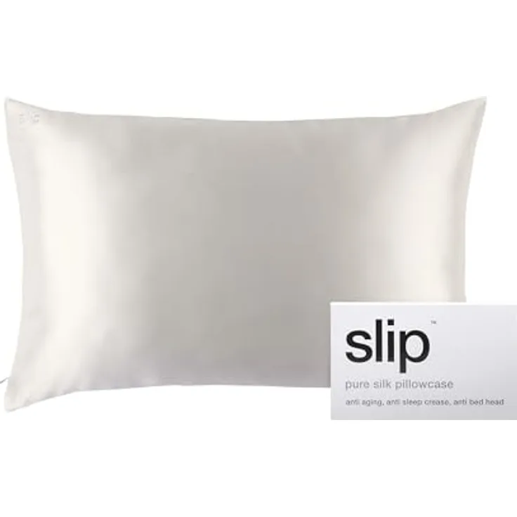 SLIP 22 Momme Seidenkissenbezug 51 x 76cm, 100% Maulbeer Seide, atmungsaktiv, mit Reißverschluss, ideal für Allergiker, Weiß