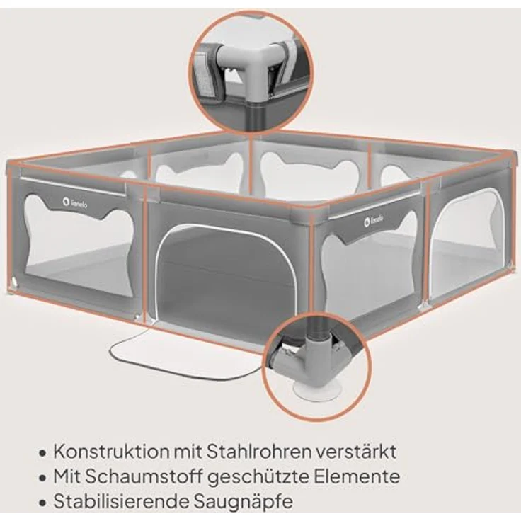 lionelo Laufgitter WILLOW XL und WILLOW (Set), sehr große Spielfläche, 2 abschließbare Seiteneingänge – Bild 6