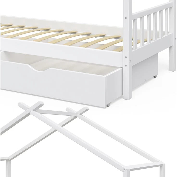 Hausbett Design Weiß 90x200 cm mit 2 Schubladen Vitalispa – Bild 6