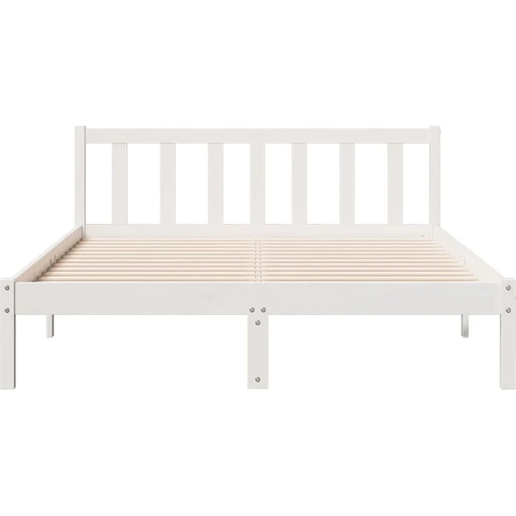 vidaXL Massivholzbett Extra Lang ohne Matratze Weiß 140x220 Kieferholz 852449 – Bild 4