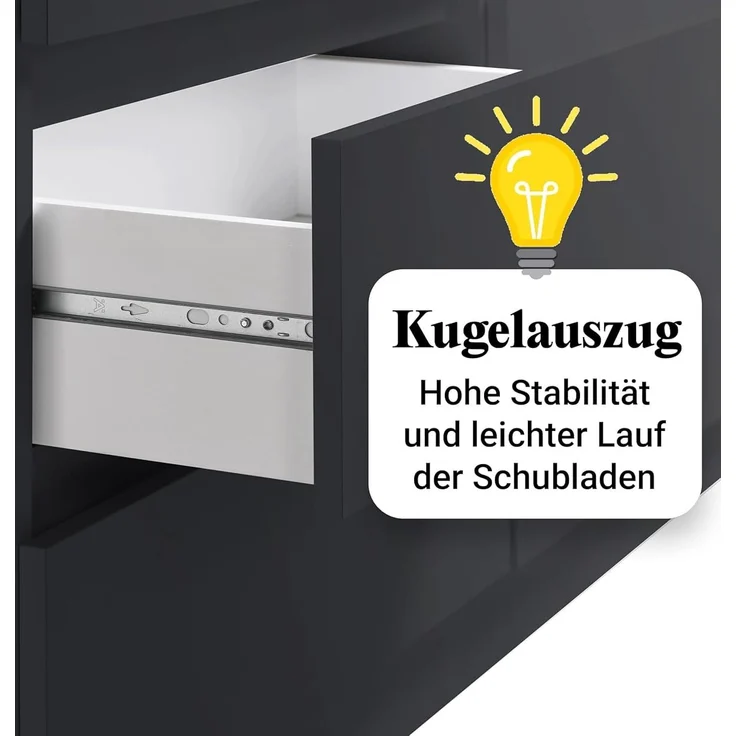 Home Collective Kommode mit 6 Schublade 80, 100, 120, 140 cm breit Holz Schrank (Highboard Anrichte Schlafzimmer Wohnzimmer Flur Büro Organizer), Kommode 120 cm breit Kommode Sideboard, Anthrazit – Bild 7
