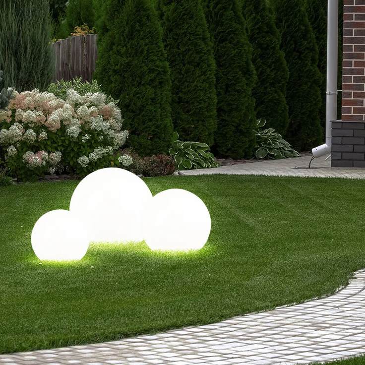3er Set LED Solarleuchte, Kugel weiß, DM 20 cm, H 62 cm – Bild 5