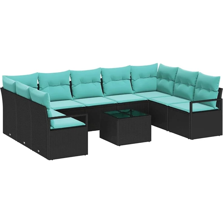 vidaXL Sofa Set 10 stk. Schwarz [Synthetisch]: Poly Rattan 3346556 – Bild 2