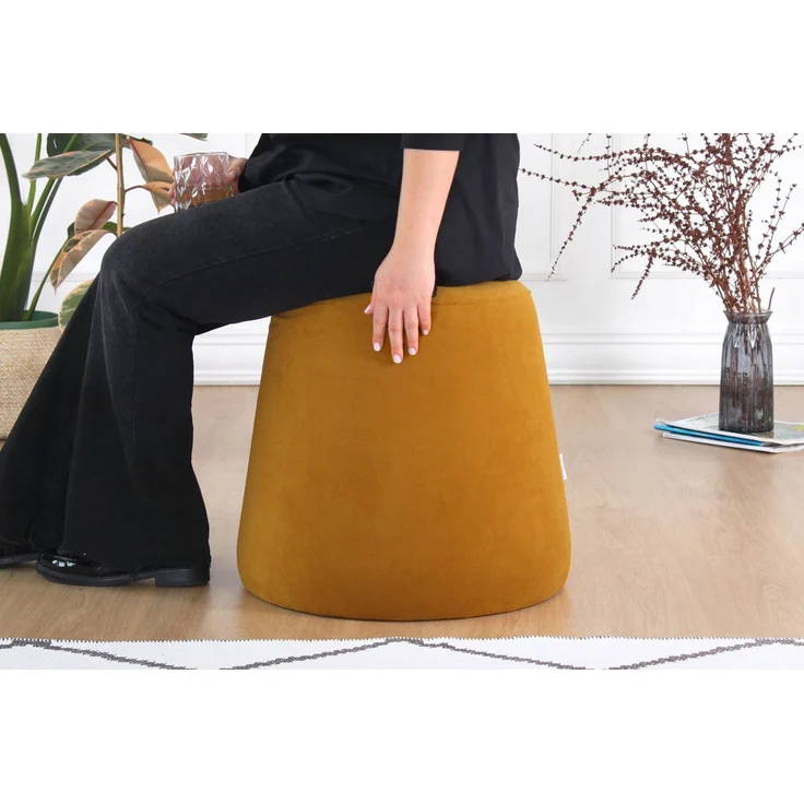 Hanah Home 'Broch - Mustard' Pouffe, Senf, 40 x 44 x 40 cm – Bild 2