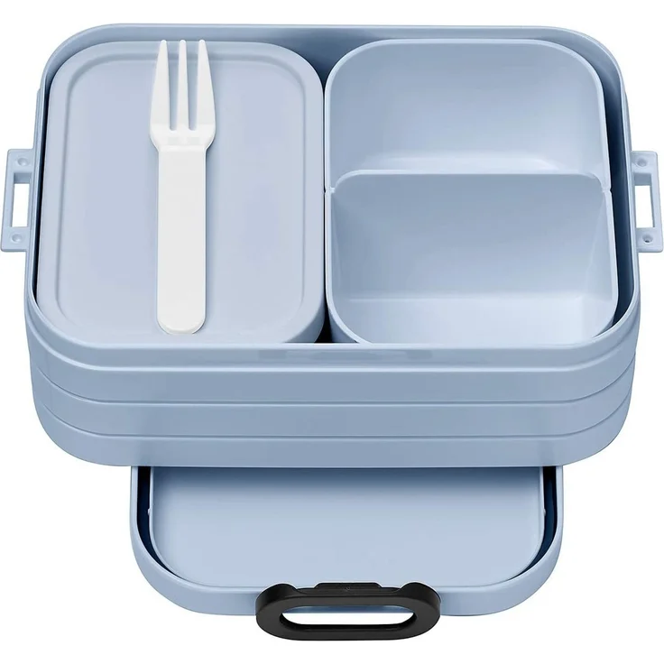 Mepal Bento Brotdose Midi Take A Break - mit Bento Box - Für 2 Sandwiches oder 4 Brotscheiben - Lunchbox für kleine Snacks & Reste - Erwachsene Essenbox mit Fächern - Old Nordic Blue – Bild 1