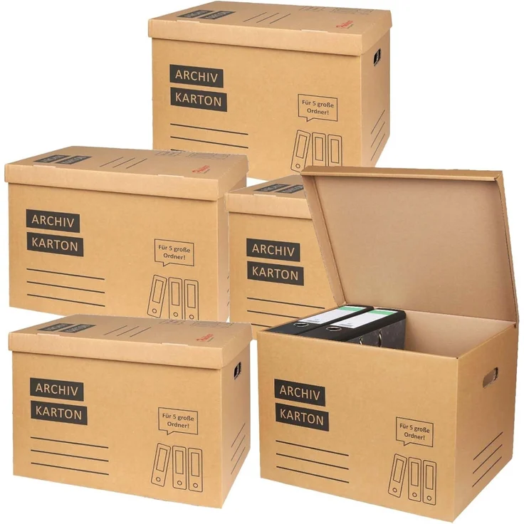 BURI Aufbewahrungsbox Archivschachteln Aktenkarton Transportboxen Archivkarton Archivbox A4 (5 St) – Bild 1
