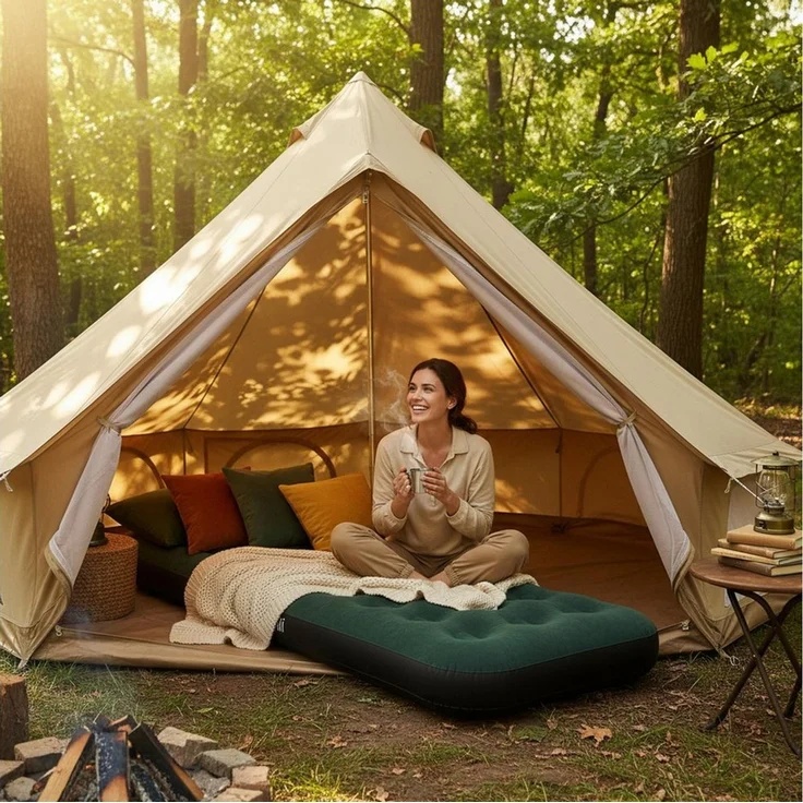 Avenli Luftmatratze Luftbett Camping für 1 Person grün 191x73x22cm Single-Size, (aufblasbar Ideal als Reisebett oder Isomatte, 1-St, für Indoor und Outdoor mit beflockter Oberfläche), Campingmatratze ohne Pumpe – Bild 2