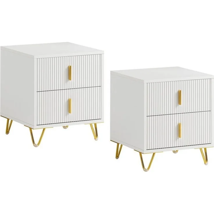 SoBuy Nachttisch DE-FBT115x2, Nachtschrank 2er Set mit 2 Schubladen Sofatisch Beistelltisch