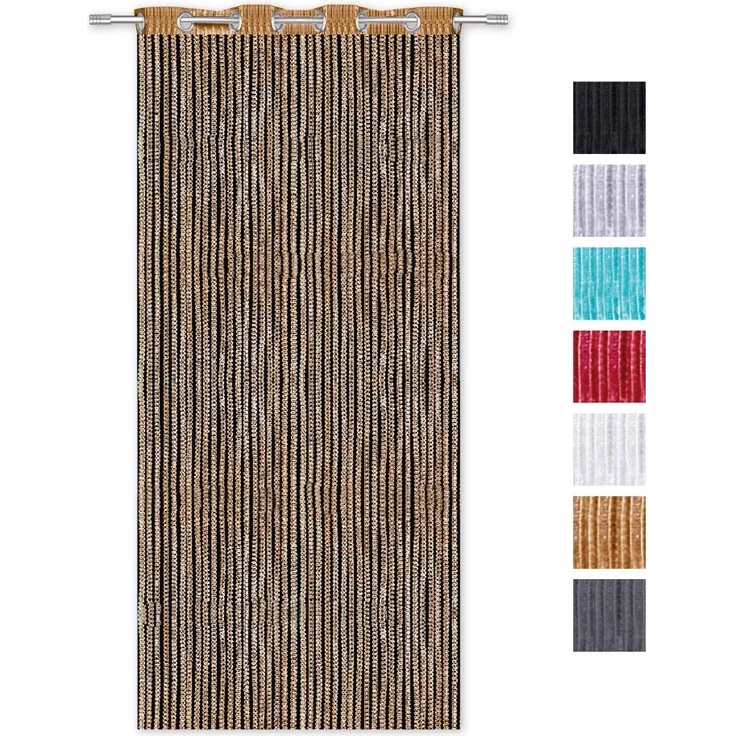 Fadenvorhang Lurex-Optik Fadengardine Türvorhang mit Ösen, trendige Dekoration in vielen verschiedenen Ausführungen erhältlich (140x250 cm / gold - gelbgold) – Bild 5