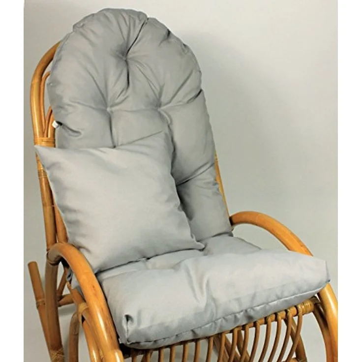 Rattani Polsterauflage Polster für Schaukelstuhl Liegestuhl 130x50x10 cm + Zierkissen 40x40, (Set Schaukelstuhlkissen + Zierkissen), Stoff Uni Living dunkelgrau. Viele weitere Farben lieferbar. – Bild 3
