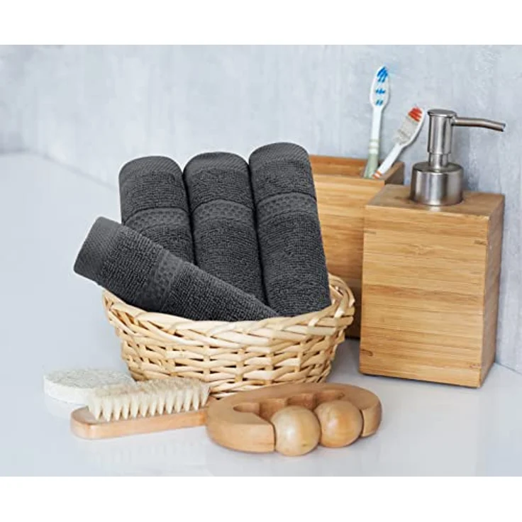 Utopia Towels - 8 teilig Handtücher Set aus Baumwolle mit Aufhänger - 2 Badetuch, 2 Handtücher und 4 Washclappen - (Grau) – Bild 7