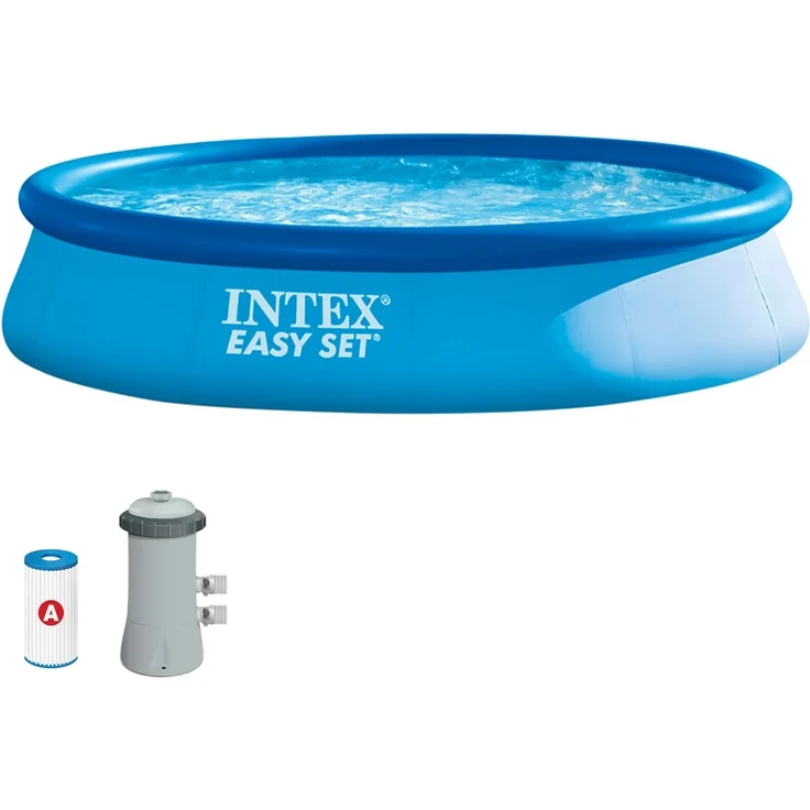 Intex 28142NP – Aufstellpool Easy Set Rund, Filterpumpe 2006 L/h, 7290 L, PVC, Blau, 396x84 cm – Bild 1