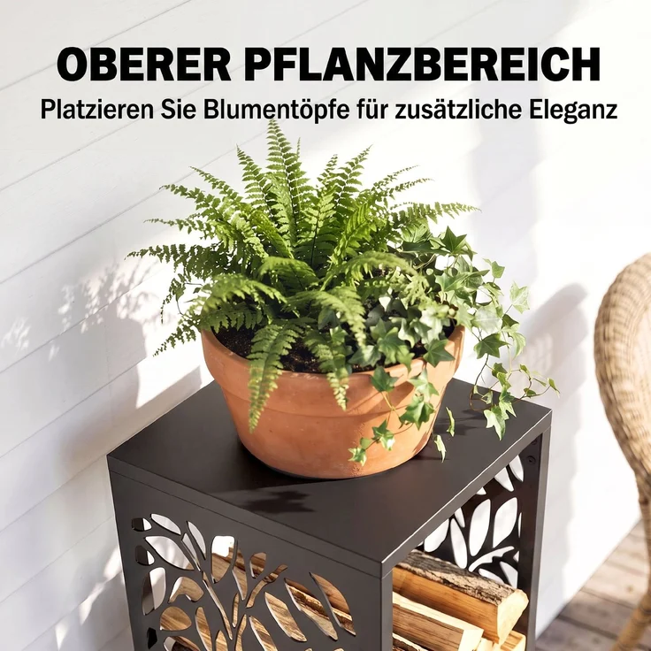 Outsunny Brennholzregal, Verzinkter Stahl, Schwarz, 38L x 38B x 112H cm – Bild 5