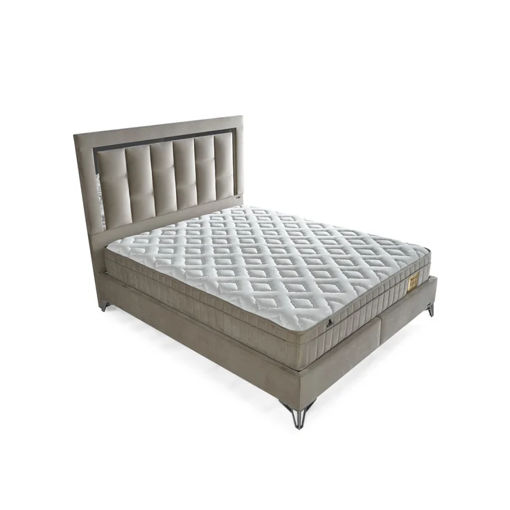 Schlafzimmer-Set "Tiva" – Bett mit Bettkasten und Matratze , Nachttisch, Bettbank-Beige – Bild 5