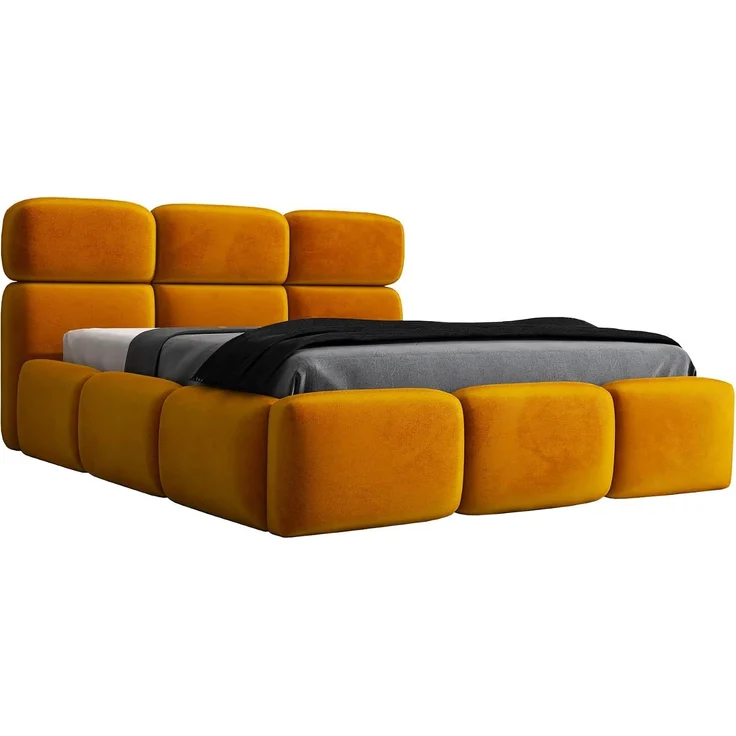 Polsterbett MAROKO 90x200 ohne Matratze mit Bettkasten und Lattenrost. Farbe: Senf 8 – Bild 1
