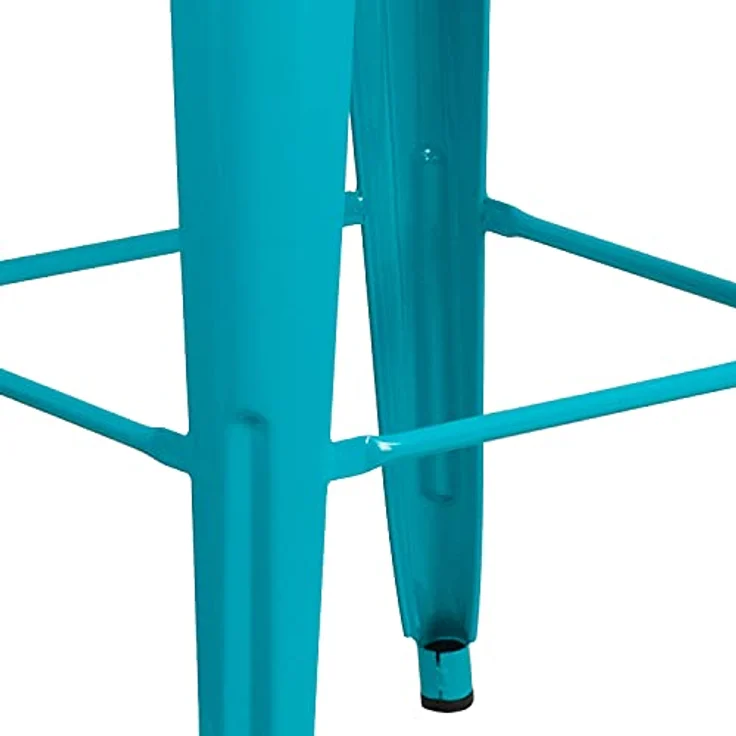 Flash Furniture Barhocker, kommerzielle Qualität, 76 cm hoch, ohne Rückenlehne, Metall, für Innen- und Außenbereich, quadratische Sitzfläche, Eisen, Kunststoff, Kristall-Türkisblau, 4 Stück – Bild 9