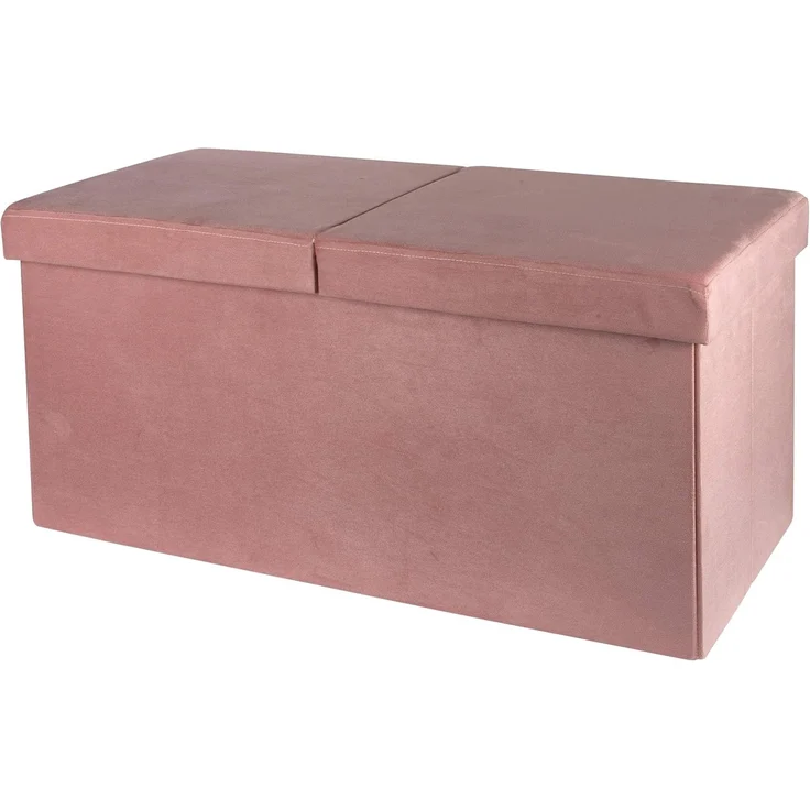 Baroni Home Faltbare Samttruhe, Aufbewahrungsbank, Loungehocker, Fußhocker Truhe, 76 x 38 x 38 cm, Puderrosa – Bild 1