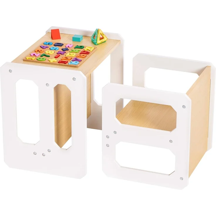 Yorbay Kindertisch Kindersitzgruppe 2 in 1 mit Sitzbank, Sitzgruppe für Kinder (2-tlg), Multifunktionstisch – Bild 1