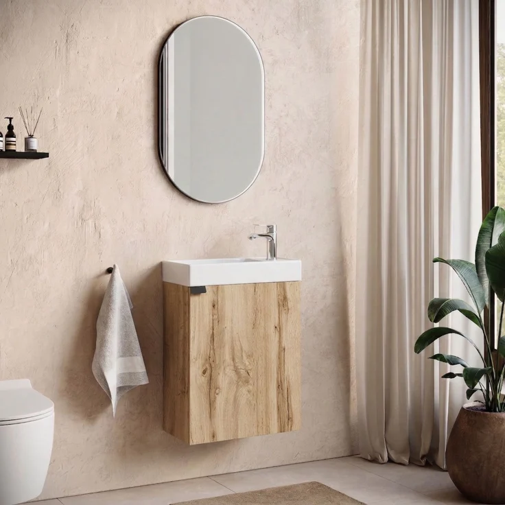 Badplaats Toilettenmöbel Keno 50 x 23 cm – Eiche – Waschtischunterschrank mit Waschbecken – Bild 3