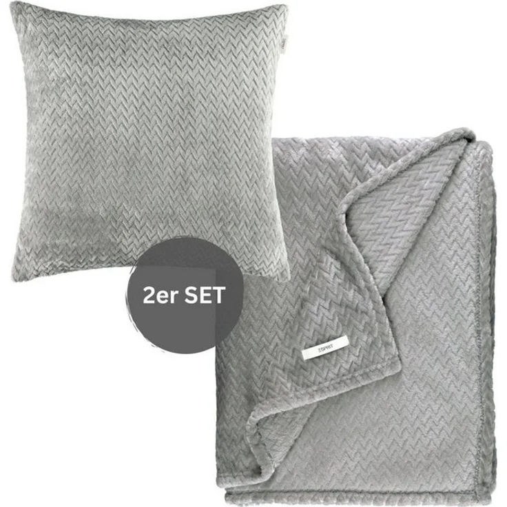 Esprit Tagesdecke COMFY-2 Wohndecke Set, 140 x 190 cm in Grau – Bild 1