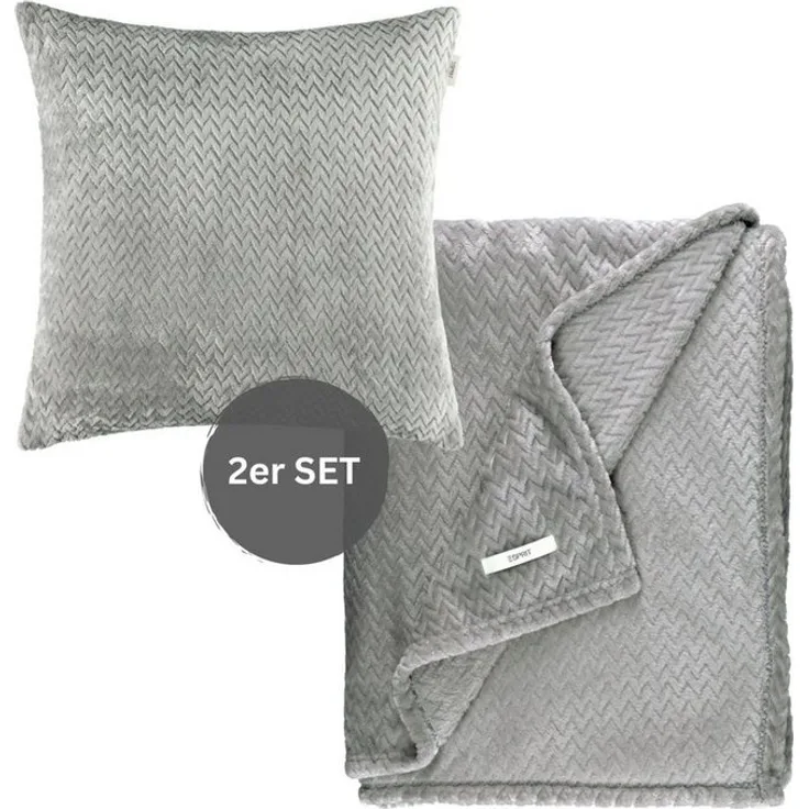 Esprit Tagesdecke COMFY-2 Wohndecke Set, 140 x 190 cm in Grau